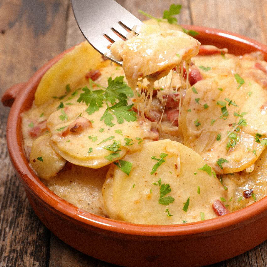 truffade accompagnée de jambon